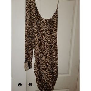 One shoulder leopard print dress